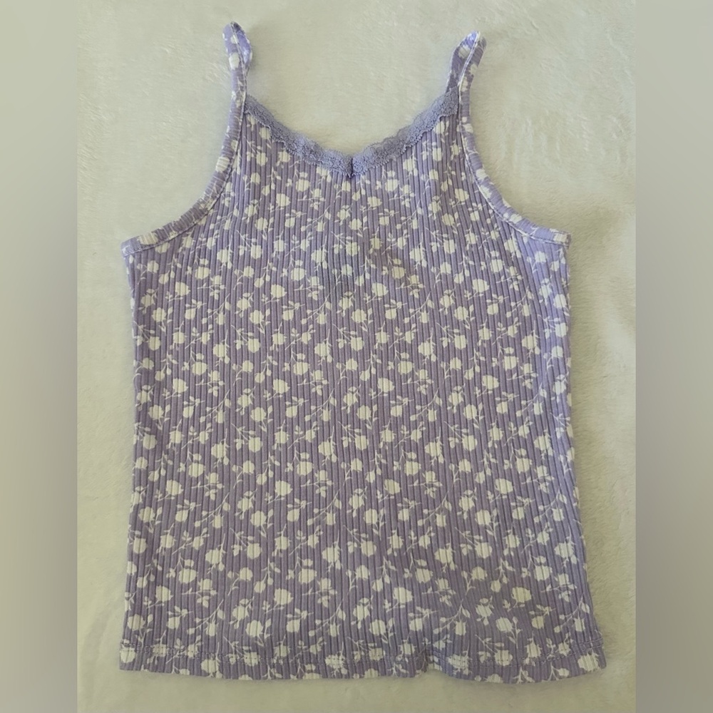 Girls Art Class purple floral tank top